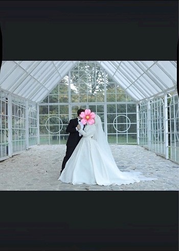 Özel dikim Uzun Kollu Beyaz Prenses Gelinlik - Görsel 3