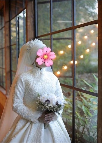 Özel dikim Uzun Kollu Beyaz Prenses Gelinlik - Görsel 4