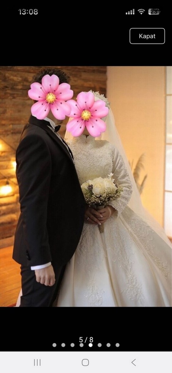 Özel dikim Uzun Kollu Beyaz Prenses Gelinlik - Görsel 5