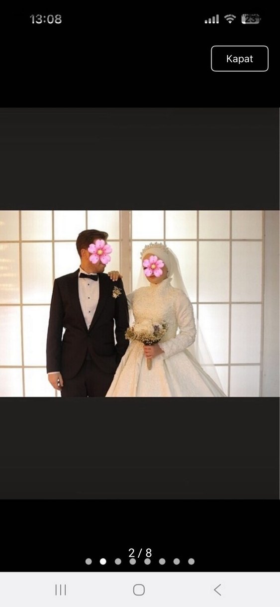 Özel dikim Uzun Kollu Beyaz Prenses Gelinlik - Görsel 2