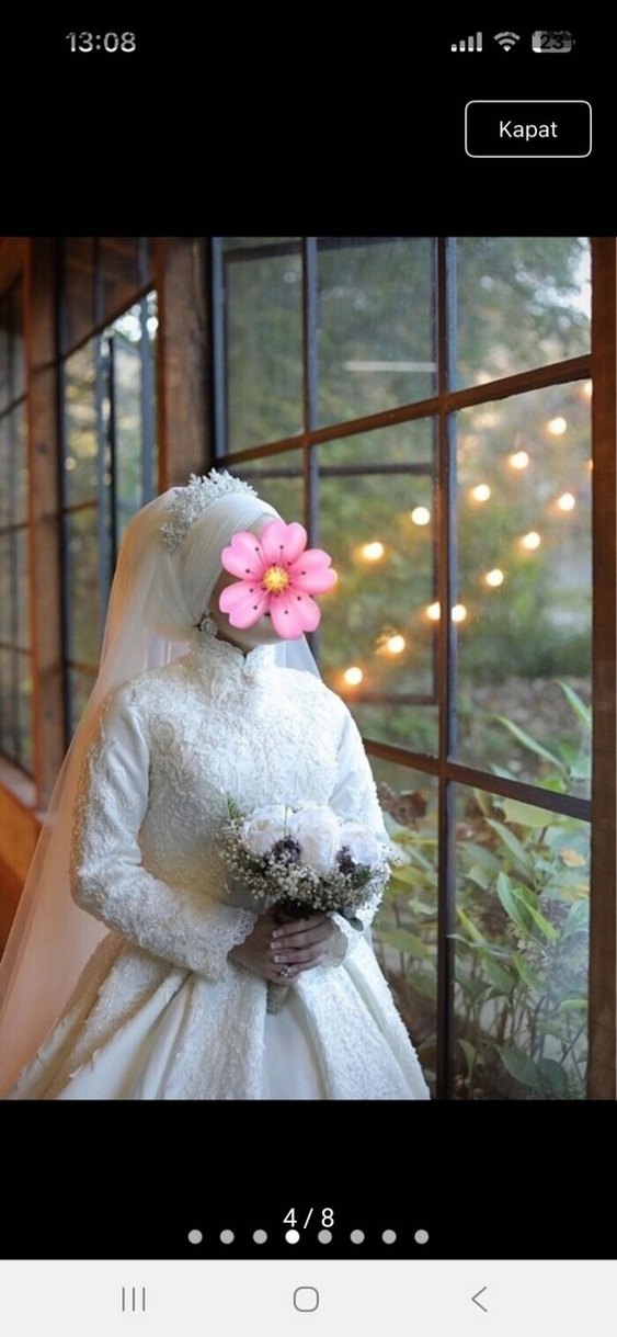 Özel dikim Uzun Kollu Beyaz Prenses Gelinlik - Görsel 4