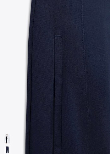 Zara Kadın Lacivert Midi Kumaş Pantolon