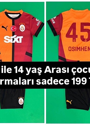 3 ile 14 yaş Arası çocuk formaları sadece 199 tl
