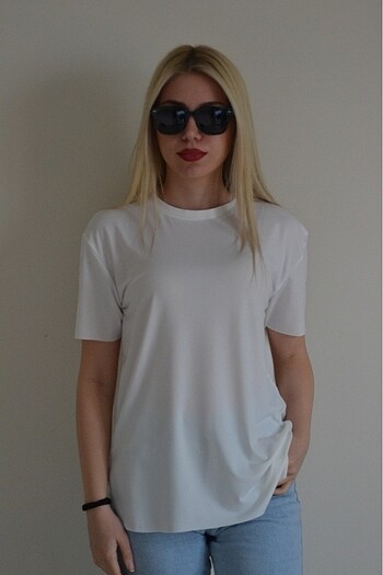Oysho Kadın Beyaz Lazer Kesim Basic T-shirt