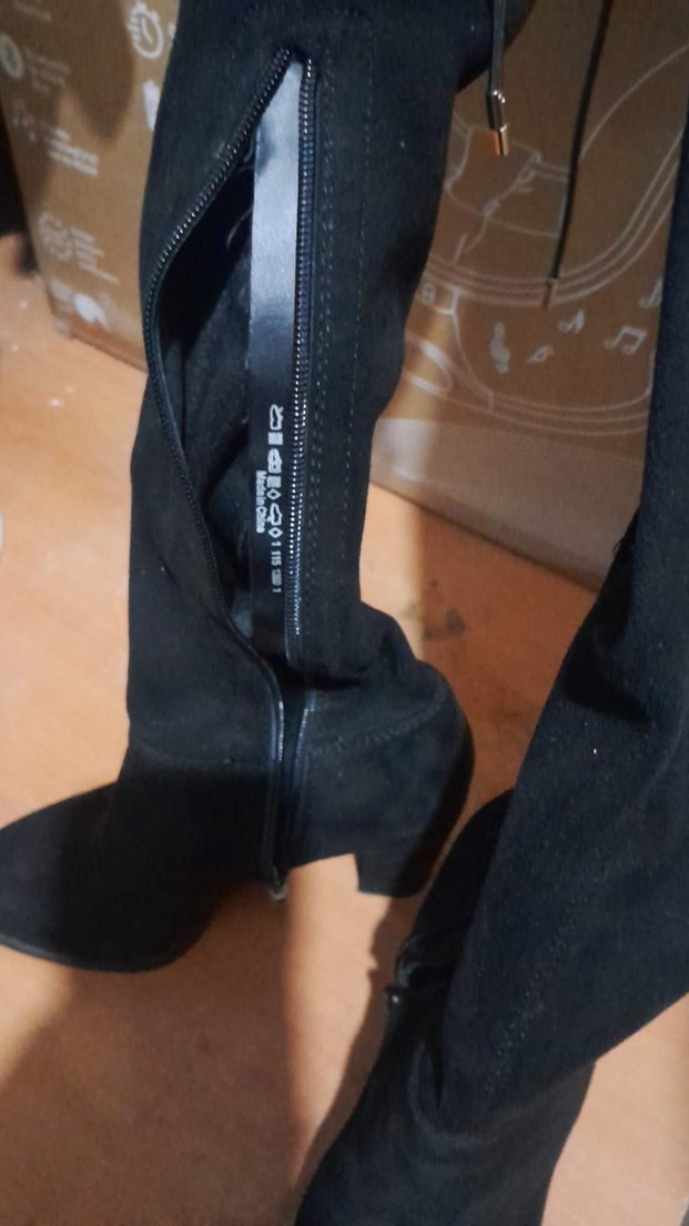 Siyah Süet Tokalı Dizüstü Topuklu Bot - Görsel 3