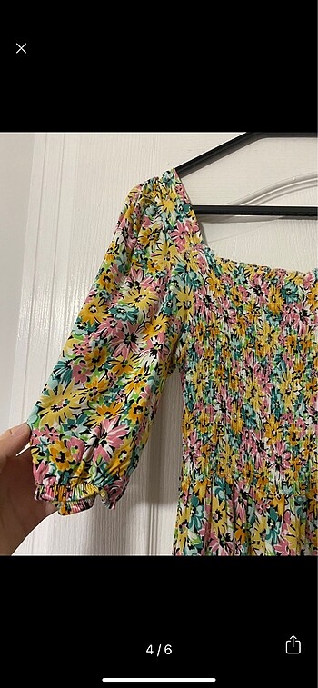 s Beden çeşitli Renk Çiçek Desenli Uzun Elbise