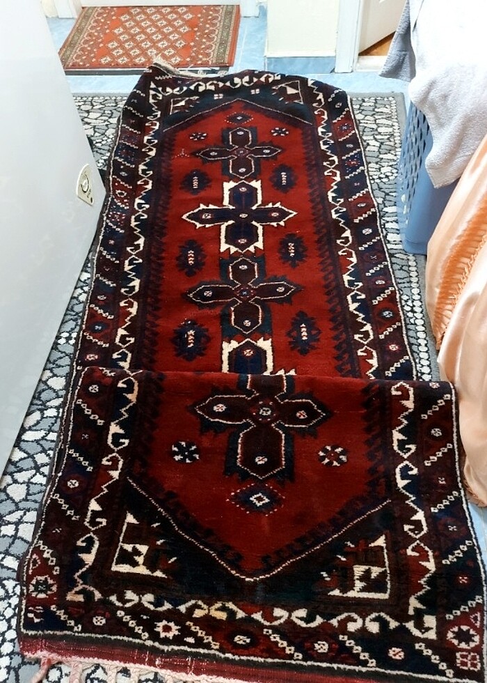 Tarihi 50 yıllık döşemealtı kirman yün Yolluk halı - Görsel 3