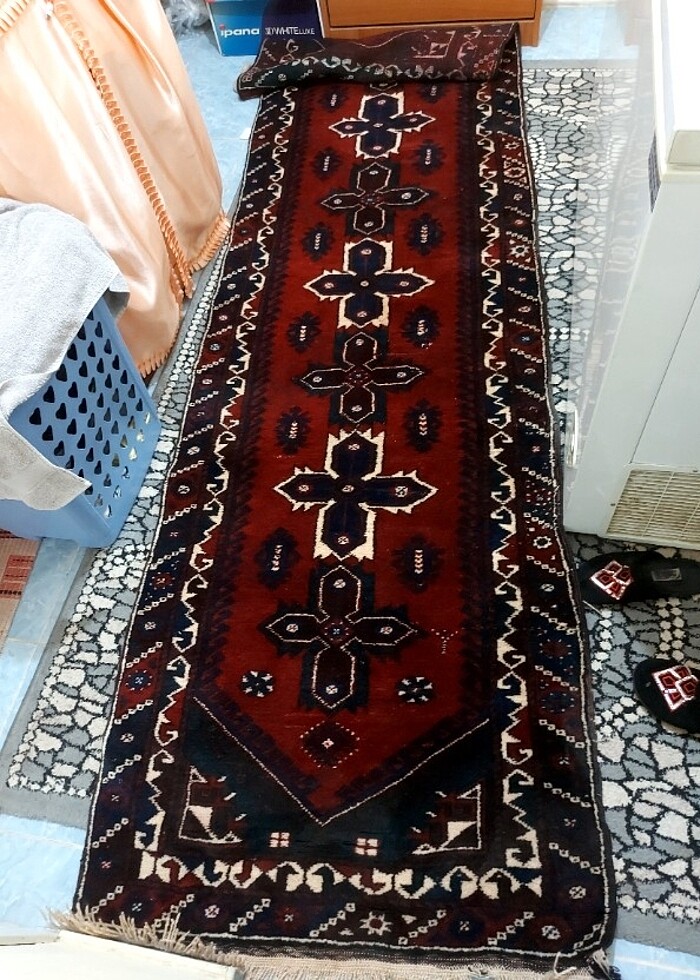 Tarihi 50 yıllık döşemealtı kirman yün Yolluk halı - Görsel 4