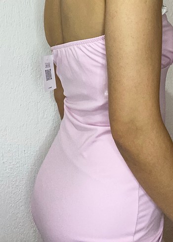Pembe Straplez  Mini Elbise - Görsel 6