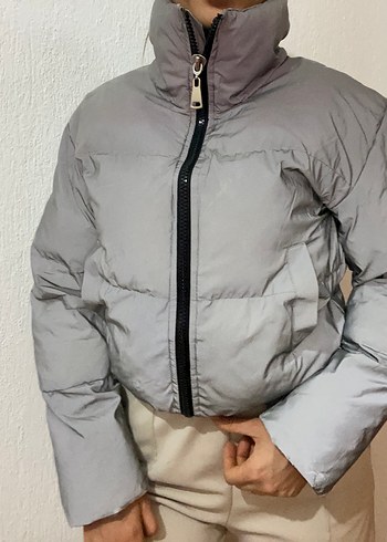s Beden Gri Kadın Midi Kışlık Ceket