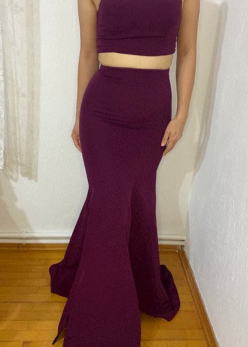 Mor Straplez Uzun Abiye Elbise - Görsel 9