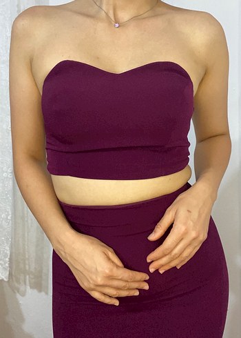 Mor Straplez Uzun Abiye Elbise - Görsel 4