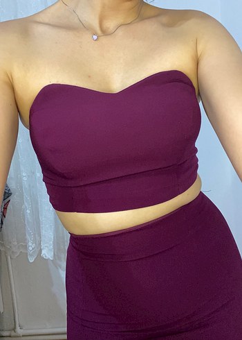 Mor Straplez Uzun Abiye Elbise - Görsel 8