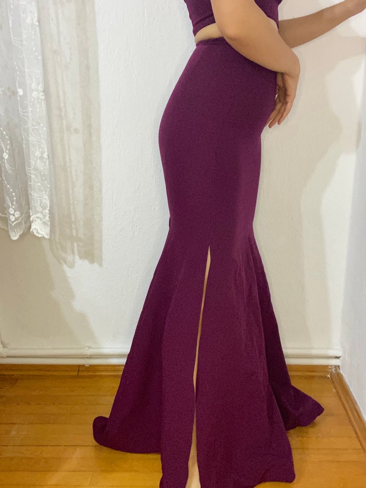 Mor Straplez Uzun Abiye Elbise - Görsel 3