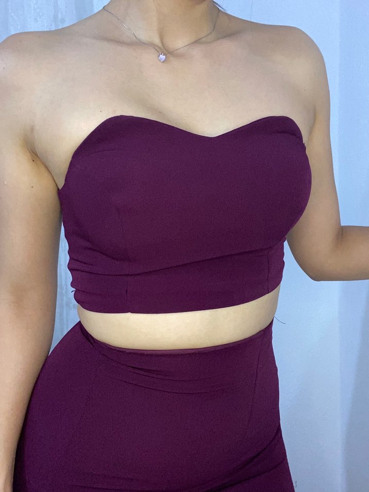 Mor Straplez Uzun Abiye Elbise - Görsel 5