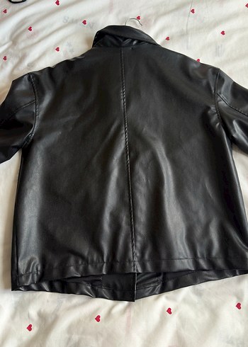 Düğmeli Siyah Kadın Deri Ceket - Görsel 4