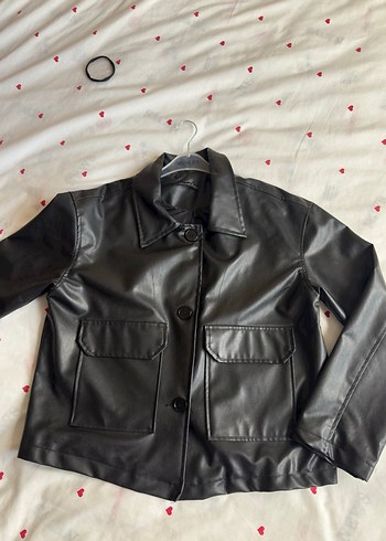 Düğmeli Siyah Kadın Deri Ceket - Görsel 2