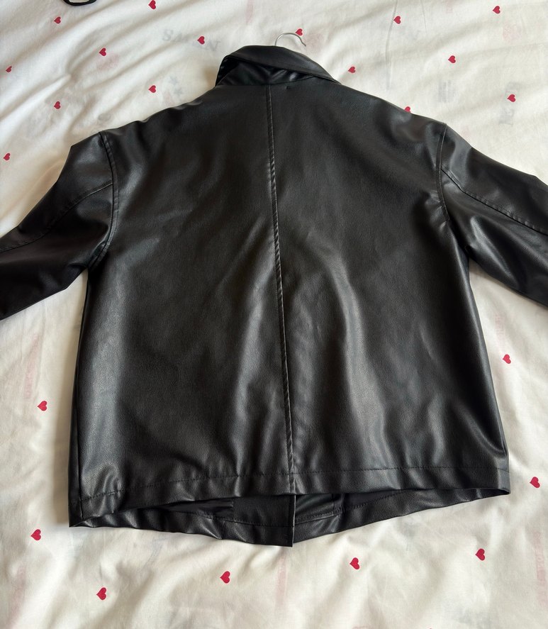 Düğmeli Siyah Kadın Deri Ceket - Görsel 4