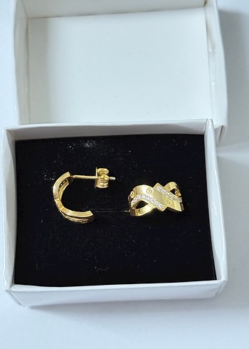 Diğer 925 ayar gümüş Altın Renkli Kadın Küpe