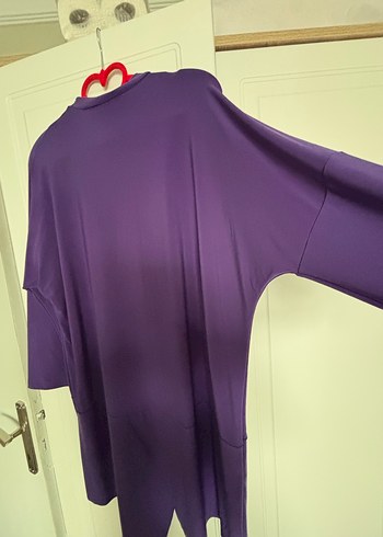 Mor sandy kumaş makas tunik - Görsel 3