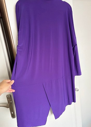 Mor sandy kumaş makas tunik - Görsel 2