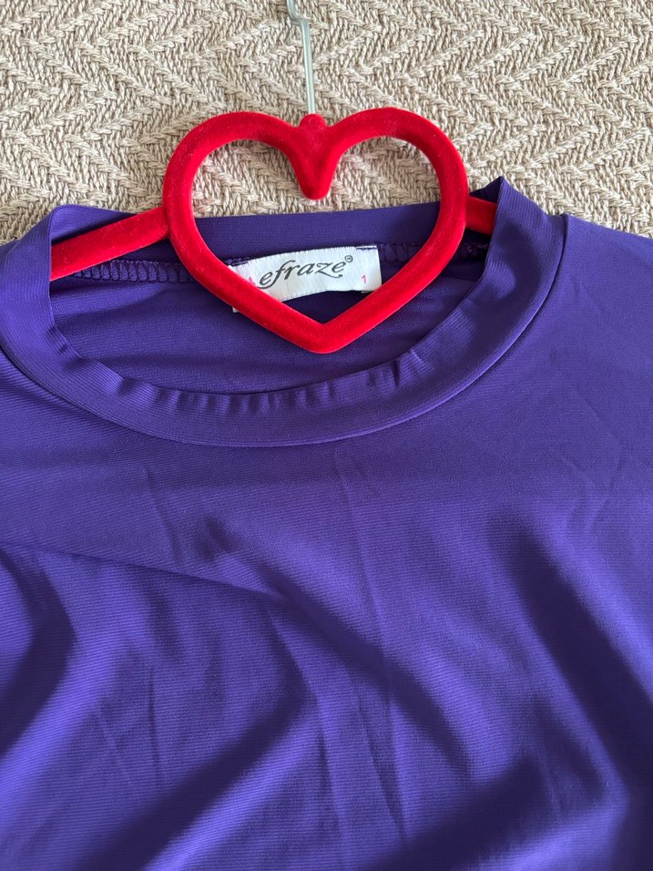 Mor sandy kumaş makas tunik - Görsel 4