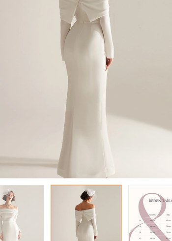 Uzun Kollu Straplez Beyaz Düz Gelinlik - Görsel 2