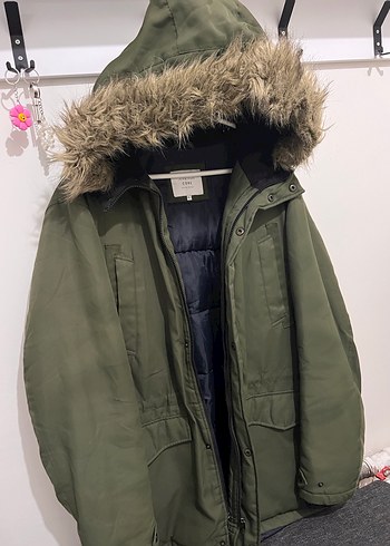 Kürklü Kapüşonlu Haki erkek mont - Görsel 3