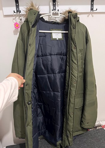 Kürklü Kapüşonlu Haki erkek mont - Görsel 2