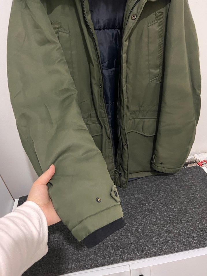 Kürklü Kapüşonlu Haki erkek mont - Görsel 4