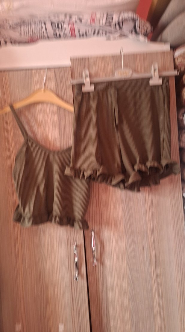 Kahverengi Mini Askılı Rahat Pijama Takımı - Görsel 4