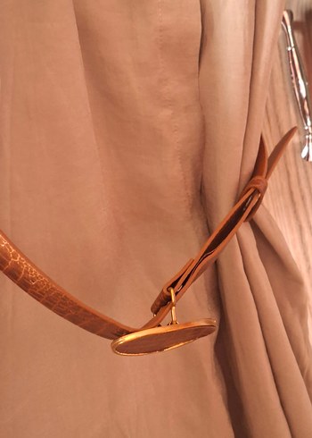 Bej Uzun Keten Gömlek Elbise - Görsel 7