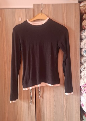 Kız Çocuk Siyah Uzun Kollu Basic Tişört - Görsel 3