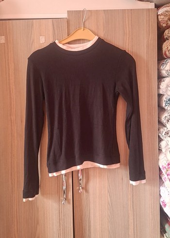 Kız Çocuk Siyah Uzun Kollu Basic Tişört - Görsel 2