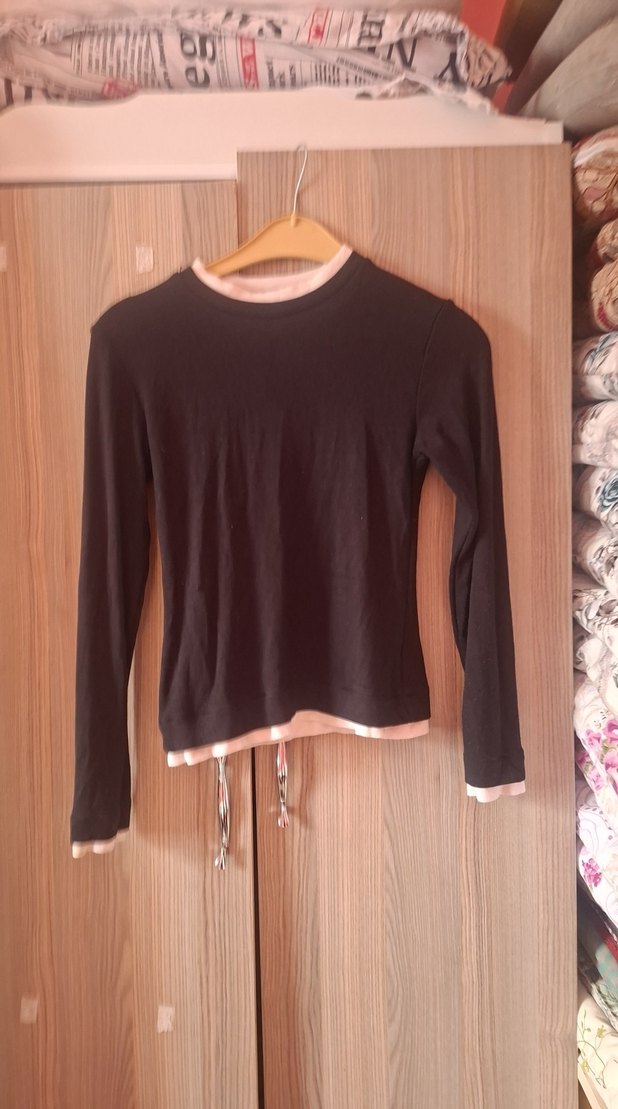 Kız Çocuk Siyah Uzun Kollu Basic Tişört - Görsel 3