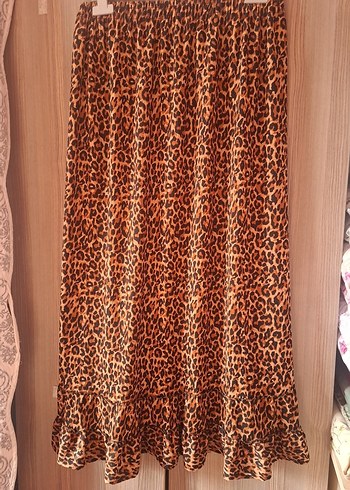 Kahverengi Leopar Desenli Uzun Etek - Görsel 3