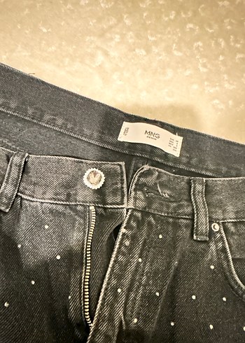 mango taşlı Siyah Kot Pantolon - Görsel 5