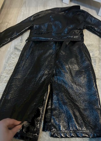 Kemerli Siyah Kadın Deri Ceket - Görsel 3