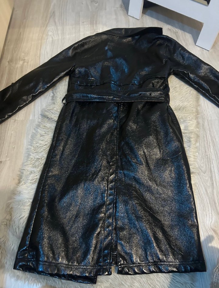 Kemerli Siyah Kadın Deri Ceket - Görsel 2