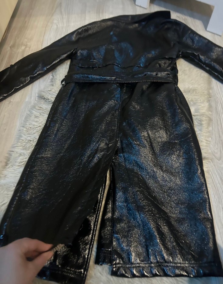 Kemerli Siyah Kadın Deri Ceket - Görsel 3