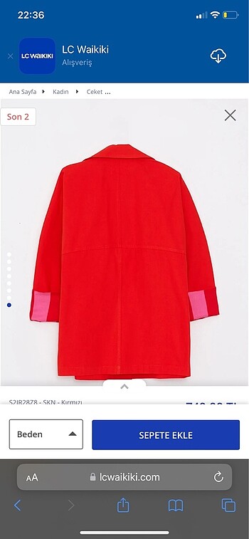 l Beden kırmızı Renk Kırmızı pembe Lc modest ceket