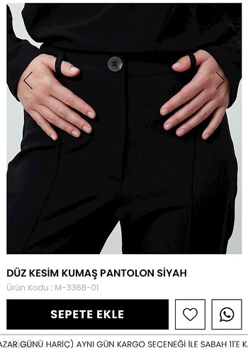 36 Beden Düz Kesim Siyah Kumaş Kadın Pantolon
