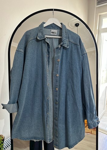 Düğmeli Mavi Kadın Denim Ceket
