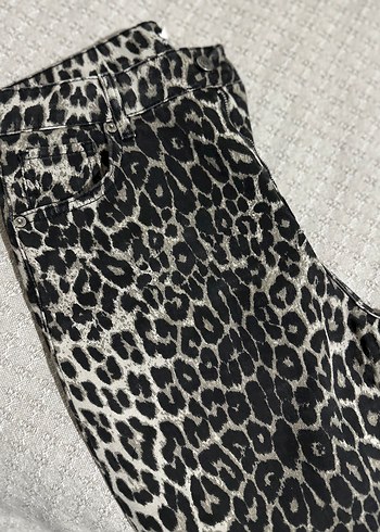 m Beden Leopar Desenli kot Pantolon AYBİKESTİL