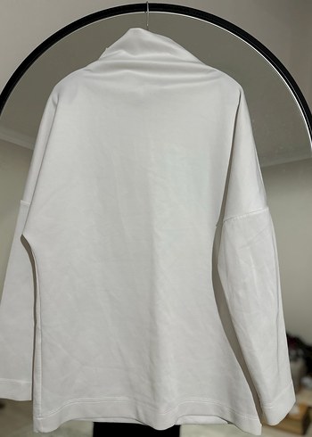 l Beden beyaz Renk Kadın beyaz Yüksek Yakalı Uzun Kollu Sweatshirt