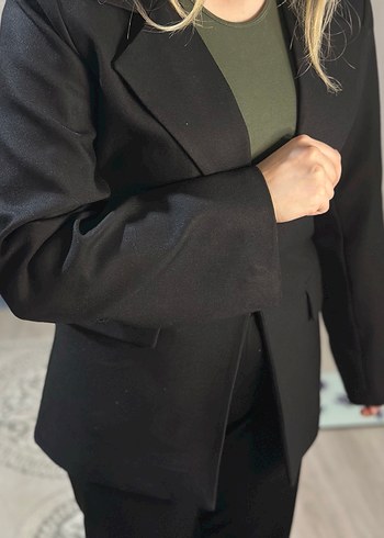 Belden oturmalı Siyah Kadın Blazer Ceket MAİCOLLECTİON - Görsel 5