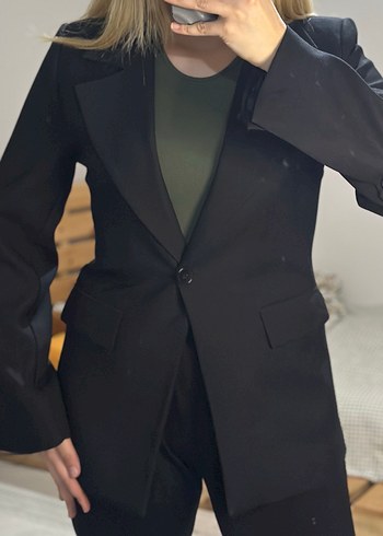 Belden oturmalı Siyah Kadın Blazer Ceket MAİCOLLECTİON - Görsel 6