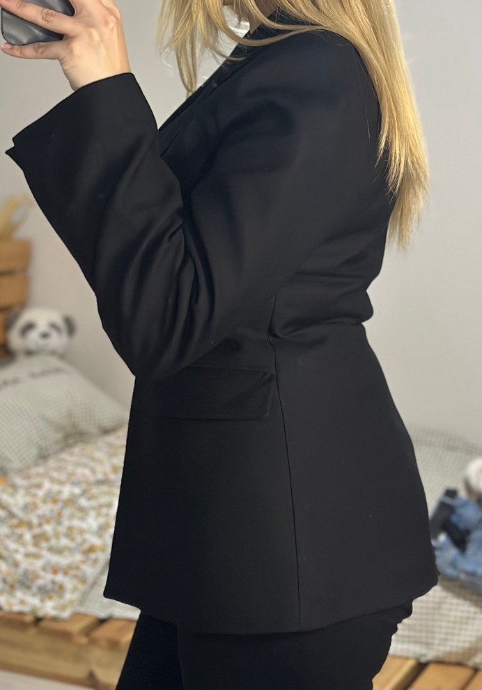 Belden oturmalı Siyah Kadın Blazer Ceket MAİCOLLECTİON - Görsel 3