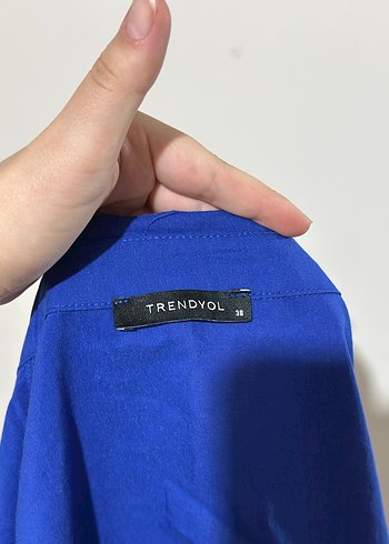 Kadın Mavi Uzun Kollu Düğmeli Gömlek - Görsel 7