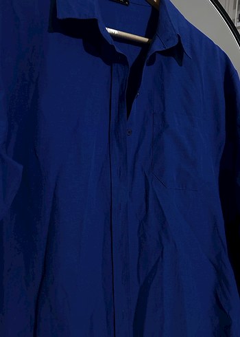 Kadın Mavi Uzun Kollu Düğmeli Gömlek - Görsel 3